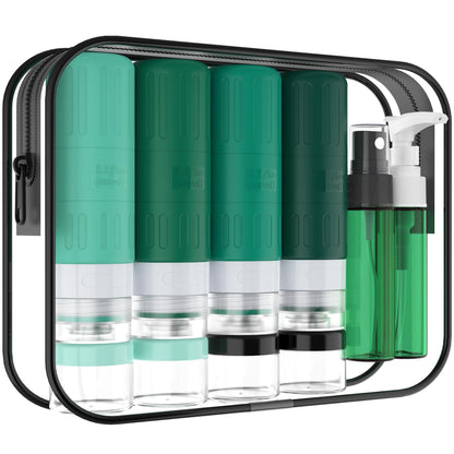 Travel Bottles for Toiletries,TSA Approved 3.3oz Size LeakProof Silicone Toiletry Containers for Shampoo, Conditioner,Easy to Squeeze，Portable Travel Essentials for Lotion(18 Pack) Green