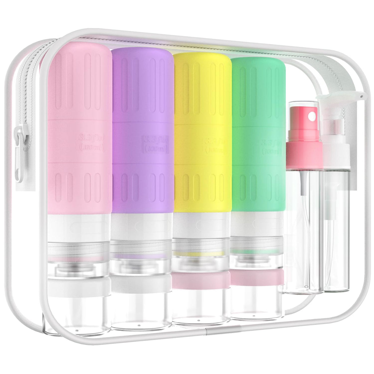 Travel Bottles for Toiletries,TSA Approved 3.3oz Size LeakProof Silicone Toiletry Containers for Shampoo, Conditioner,Easy to Squeeze，Portable Travel Essentials for Lotion(18 Pack) Green