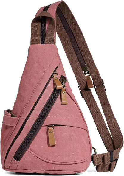 Canvas Sling Bag - Small Crossbody Backpack Shoulder Casual Daypack Rucksack for Men Women