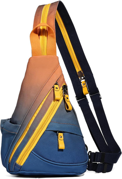 Canvas Sling Bag - Small Crossbody Backpack Shoulder Casual Daypack Rucksack for Men Women