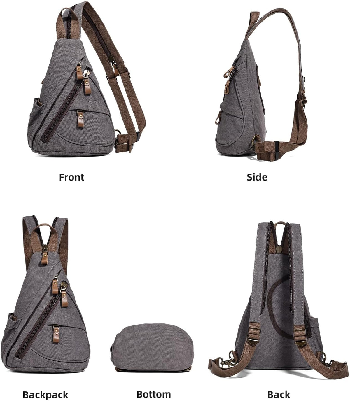 Canvas Sling Bag - Small Crossbody Backpack Shoulder Casual Daypack Rucksack for Men Women