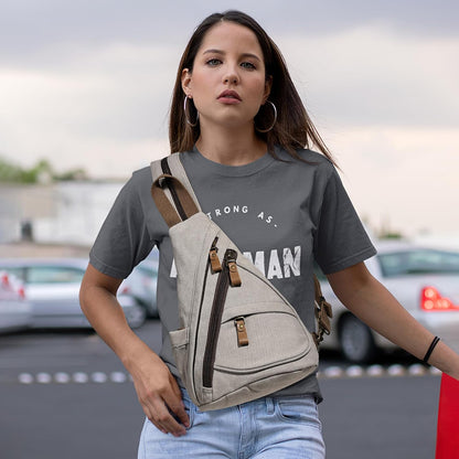 Canvas Sling Bag - Small Crossbody Backpack Shoulder Casual Daypack Rucksack for Men Women