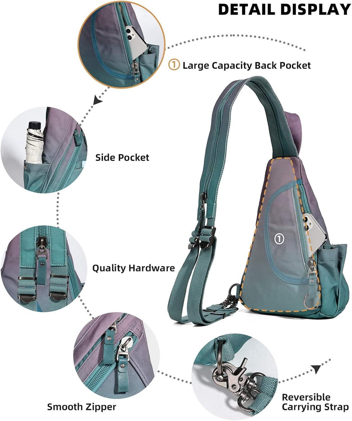 Canvas Sling Bag - Small Crossbody Backpack Shoulder Casual Daypack Rucksack for Men Women