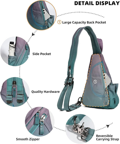 Canvas Sling Bag - Small Crossbody Backpack Shoulder Casual Daypack Rucksack for Men Women