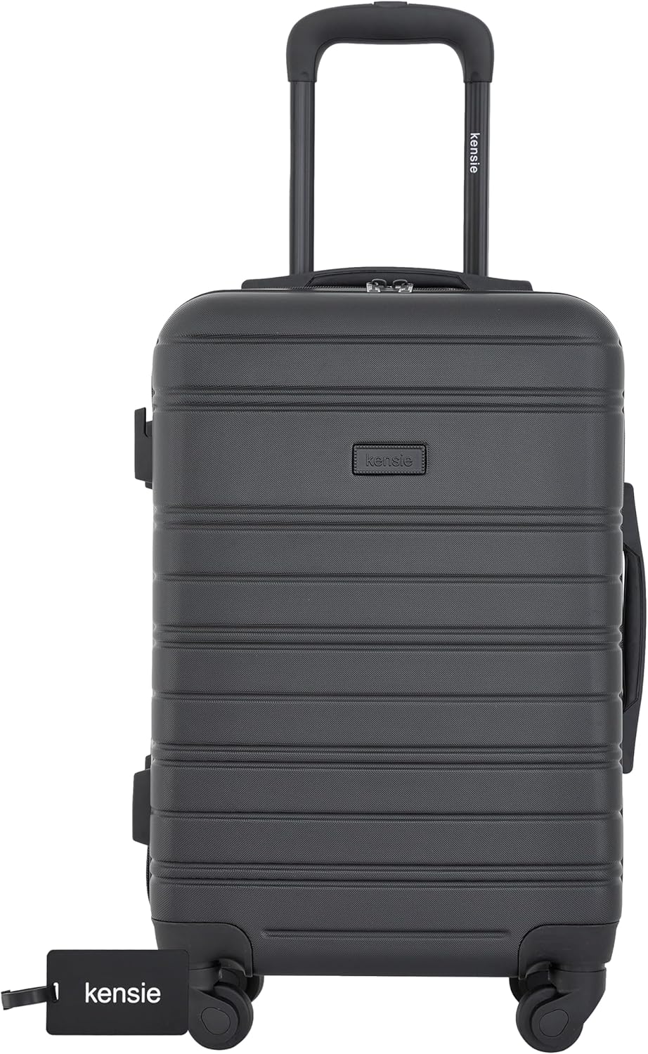 kensie 22" Peonies Hardside Carry-On Luggage with ID Tag, Black