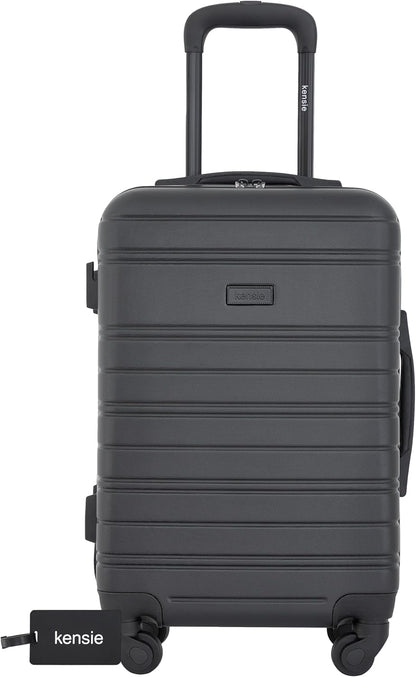 kensie 22" Peonies Hardside Carry-On Luggage with ID Tag, Black