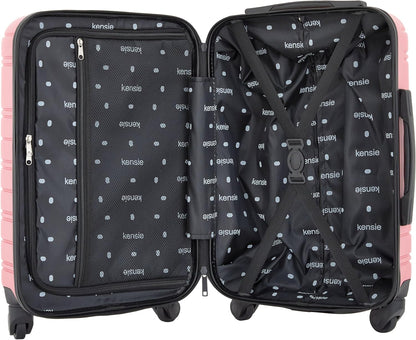 kensie 22" Peonies Hardside Carry-On Luggage with ID Tag, Black