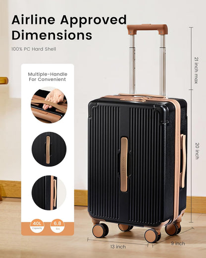 Carry On Luggage 22x14x9 Airline Approved, 20 Inch Hard Shell Suitcases with Spinner Wheels, PC Hardside Small Carry On Suitcase with TSA Lock for Women Men Travel