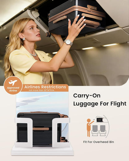 Carry On Luggage 22x14x9 Airline Approved, 20 Inch Hard Shell Suitcases with Spinner Wheels, PC Hardside Small Carry On Suitcase with TSA Lock for Women Men Travel