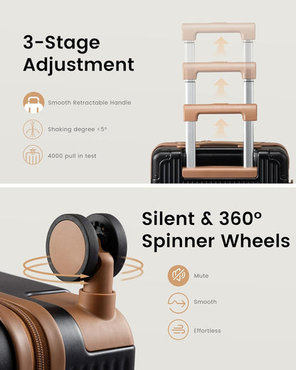 Carry On Luggage 22x14x9 Airline Approved, 20 Inch Hard Shell Suitcases with Spinner Wheels, PC Hardside Small Carry On Suitcase with TSA Lock for Women Men Travel