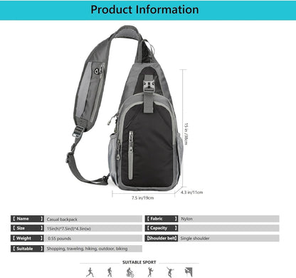 Small Crossbody Sling Backpack,Hiking Daypack Men Women,Lake Blue | Lightweight, Casual Shoulder Chest Bag, Phone Purse, Multiple Pockets, Outdoor Travel