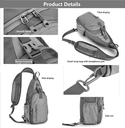 Small Crossbody Sling Backpack,Hiking Daypack Men Women,Lake Blue | Lightweight, Casual Shoulder Chest Bag, Phone Purse, Multiple Pockets, Outdoor Travel