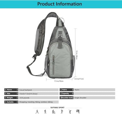 Small Crossbody Sling Backpack,Hiking Daypack Men Women,Lake Blue | Lightweight, Casual Shoulder Chest Bag, Phone Purse, Multiple Pockets, Outdoor Travel