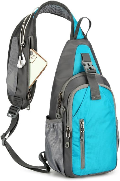 Small Crossbody Sling Backpack,Hiking Daypack Men Women,Lake Blue | Lightweight, Casual Shoulder Chest Bag, Phone Purse, Multiple Pockets, Outdoor Travel