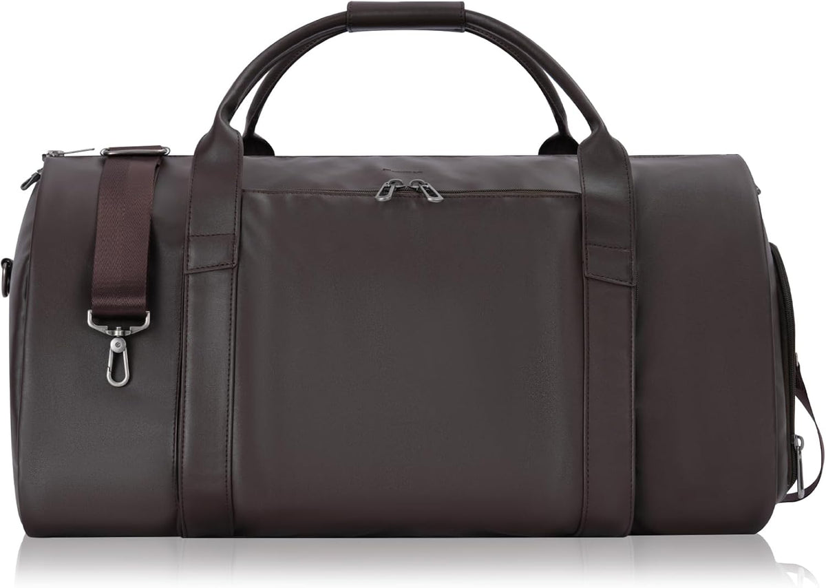 Leather Garment Bag for Travel – 2-in-1 Carry-On Suit Bag & Weekender for Women – Wedding Dress Luggage with Shoe Compartment & Shoulder Strap – Ideal for Business Trips,Pink