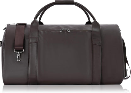 Leather Garment Bag for Travel – 2-in-1 Carry-On Suit Bag & Weekender for Women – Wedding Dress Luggage with Shoe Compartment & Shoulder Strap – Ideal for Business Trips,Pink
