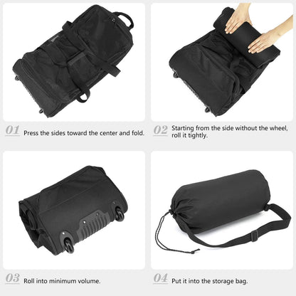 Large Foldable Duffle Bag with Wheels 85-100L Expandable Wheeled Travel Rolling Duffel Bag for Men Women, 30" Extra Large Collapsible Soft Luggage with Wet Pocket for Camping, XL Brown