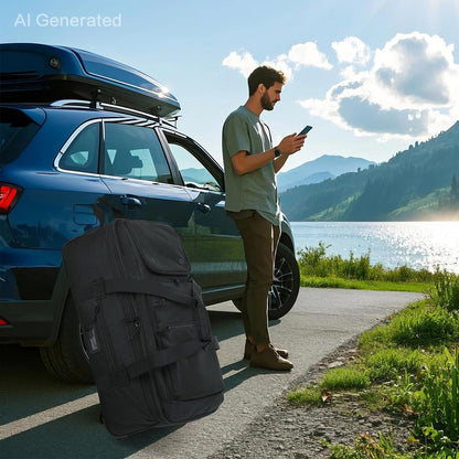 Large Foldable Duffle Bag with Wheels 85-100L Expandable Wheeled Travel Rolling Duffel Bag for Men Women, 30" Extra Large Collapsible Soft Luggage with Wet Pocket for Camping, XL Brown