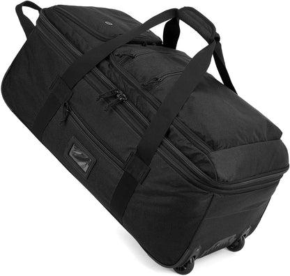 Large Foldable Duffle Bag with Wheels 85-100L Expandable Wheeled Travel Rolling Duffel Bag for Men Women, 30" Extra Large Collapsible Soft Luggage with Wet Pocket for Camping, XL Brown