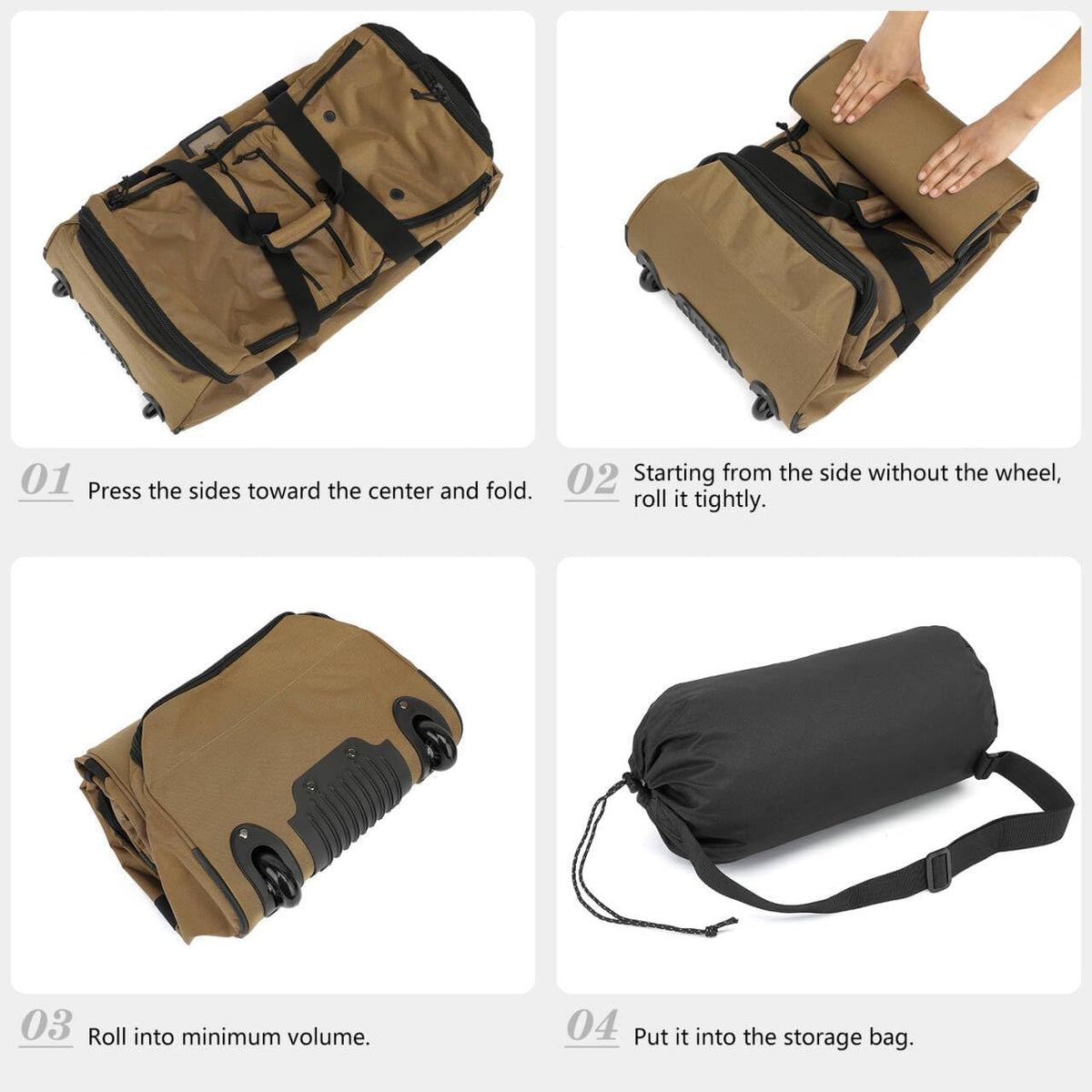 Large Foldable Duffle Bag with Wheels 85-100L Expandable Wheeled Travel Rolling Duffel Bag for Men Women, 30" Extra Large Collapsible Soft Luggage with Wet Pocket for Camping, XL Brown