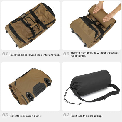 Large Foldable Duffle Bag with Wheels 85-100L Expandable Wheeled Travel Rolling Duffel Bag for Men Women, 30" Extra Large Collapsible Soft Luggage with Wet Pocket for Camping, XL Brown