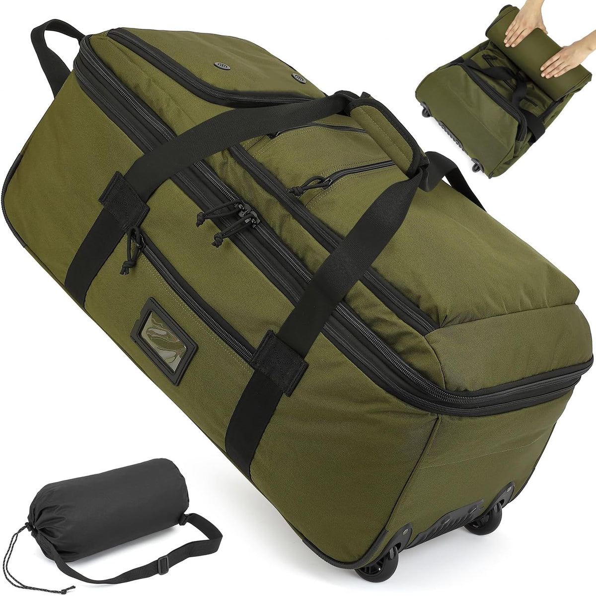Large Foldable Duffle Bag with Wheels 85-100L Expandable Wheeled Travel Rolling Duffel Bag for Men Women, 30" Extra Large Collapsible Soft Luggage with Wet Pocket for Camping, XL Brown