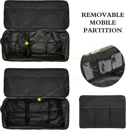 Large Foldable Duffle Bag with Wheels 85-100L Expandable Wheeled Travel Rolling Duffel Bag for Men Women, 30" Extra Large Collapsible Soft Luggage with Wet Pocket for Camping, XL Brown
