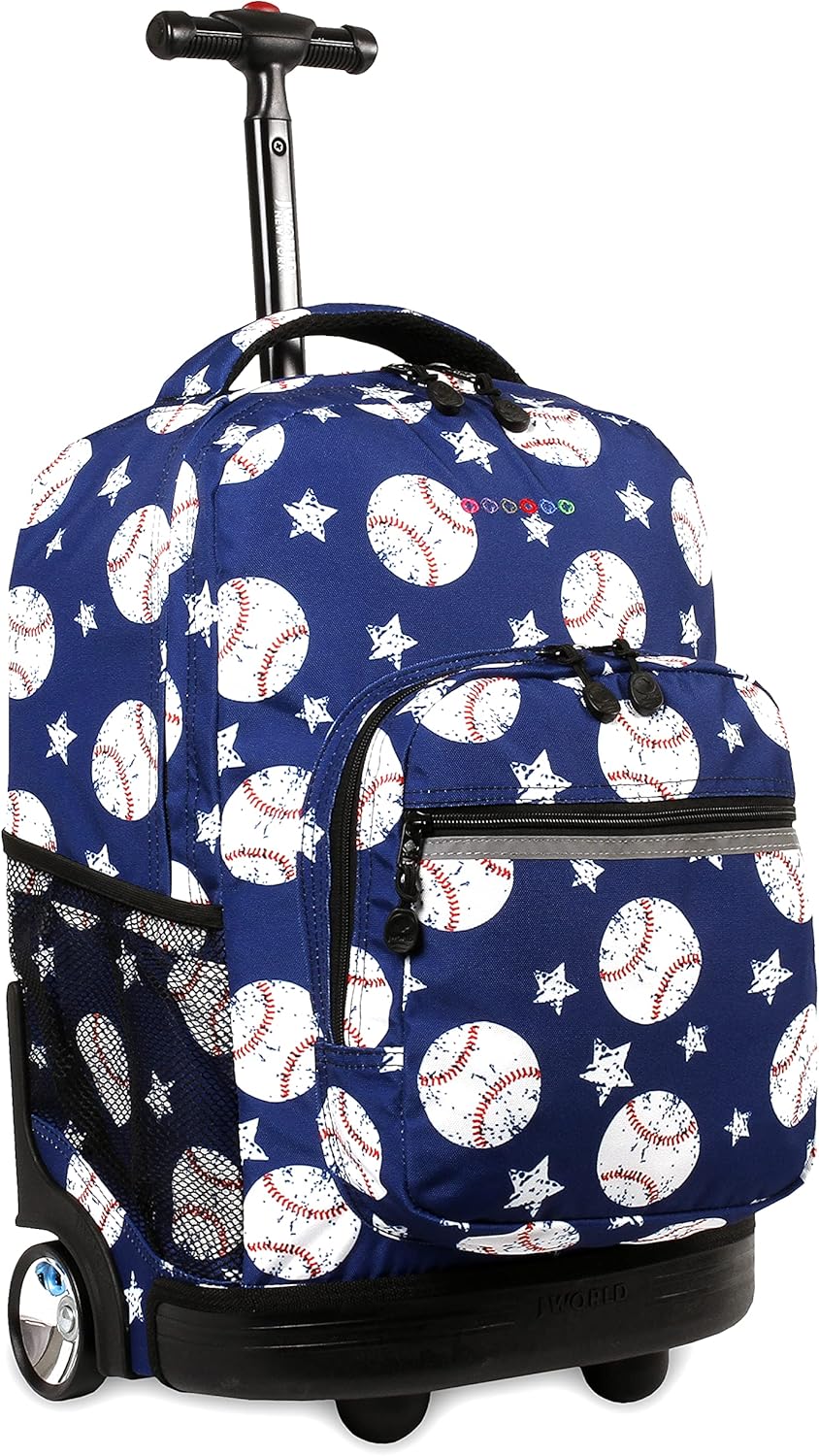 Sunrise Kids Rolling Backpack with Wheels for Girls Boys, Roller Bookbag for School, 18 x 13 x 9 Inches, Confetti - Colors B