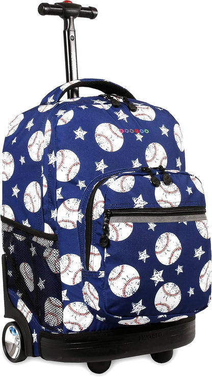 Sunrise Kids Rolling Backpack with Wheels for Girls Boys, Roller Bookbag for School, 18 x 13 x 9 Inches, Confetti - Colors B