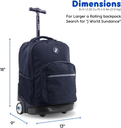 Sunrise Kids Rolling Backpack with Wheels for Girls Boys, Roller Bookbag for School, 18 x 13 x 9 Inches, Confetti - Colors B