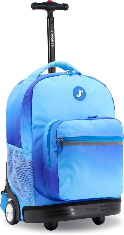 Sunrise Kids Rolling Backpack with Wheels for Girls Boys, Roller Bookbag for School, 18 x 13 x 9 Inches, Confetti - Colors B