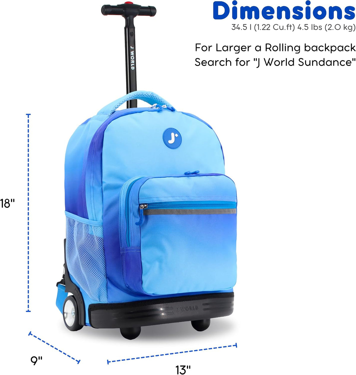 Sunrise Kids Rolling Backpack with Wheels for Girls Boys, Roller Bookbag for School, 18 x 13 x 9 Inches, Confetti - Colors B