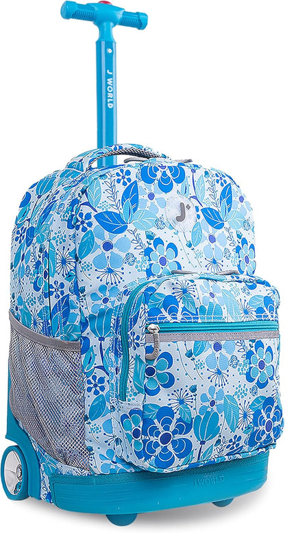 Sunrise Kids Rolling Backpack with Wheels for Girls Boys, Roller Bookbag for School, 18 x 13 x 9 Inches, Confetti - Colors B