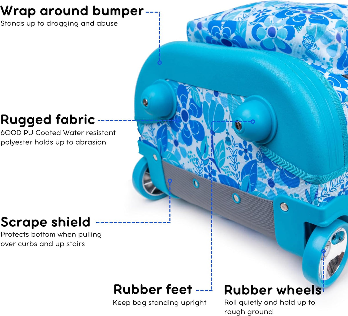Sunrise Kids Rolling Backpack with Wheels for Girls Boys, Roller Bookbag for School, 18 x 13 x 9 Inches, Confetti - Colors B