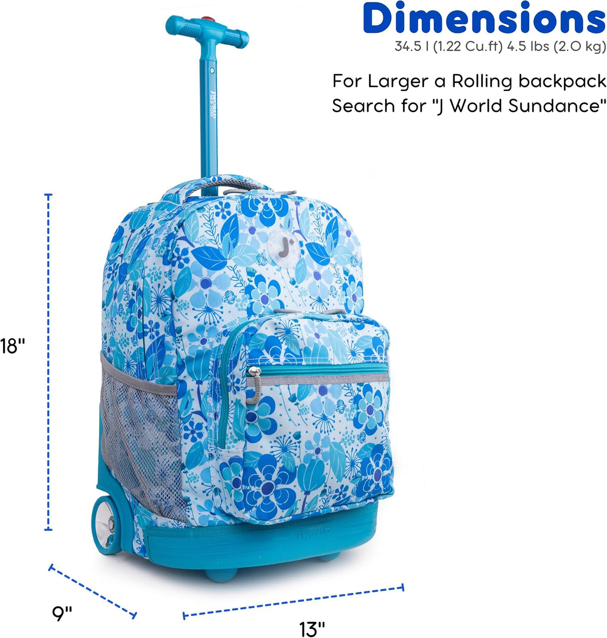 Sunrise Kids Rolling Backpack with Wheels for Girls Boys, Roller Bookbag for School, 18 x 13 x 9 Inches, Confetti - Colors B