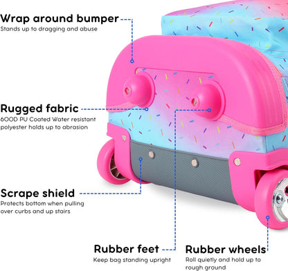 Sunrise Kids Rolling Backpack with Wheels for Girls Boys, Roller Bookbag for School, 18 x 13 x 9 Inches, Confetti - Colors B