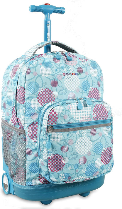 Sunrise Kids Rolling Backpack with Wheels for Girls Boys, Roller Bookbag for School, 18 x 13 x 9 Inches, Confetti - Colors B