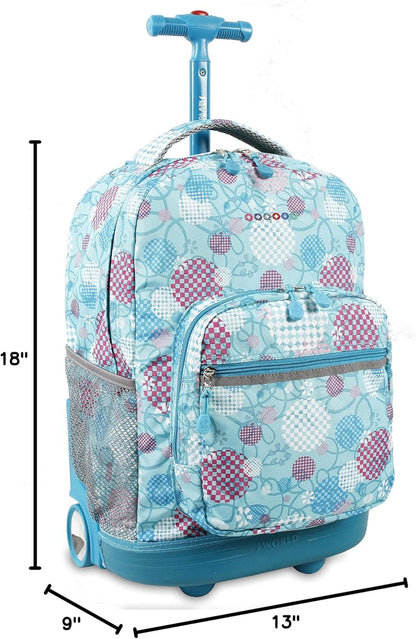 Sunrise Kids Rolling Backpack with Wheels for Girls Boys, Roller Bookbag for School, 18 x 13 x 9 Inches, Confetti - Colors B