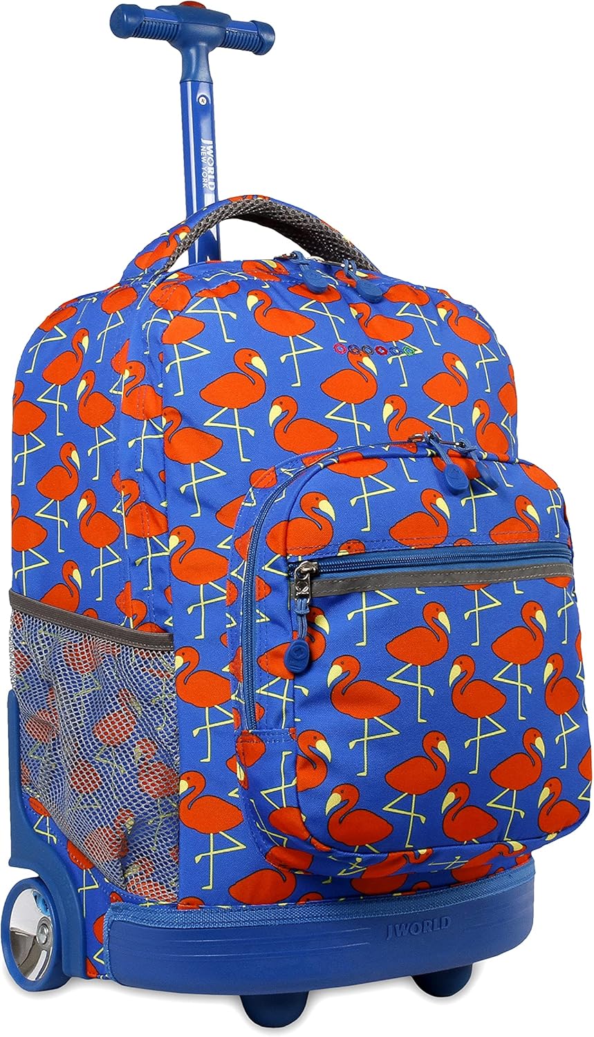 Sunrise Kids Rolling Backpack with Wheels for Girls Boys, Roller Bookbag for School, 18 x 13 x 9 Inches, Confetti - Colors B