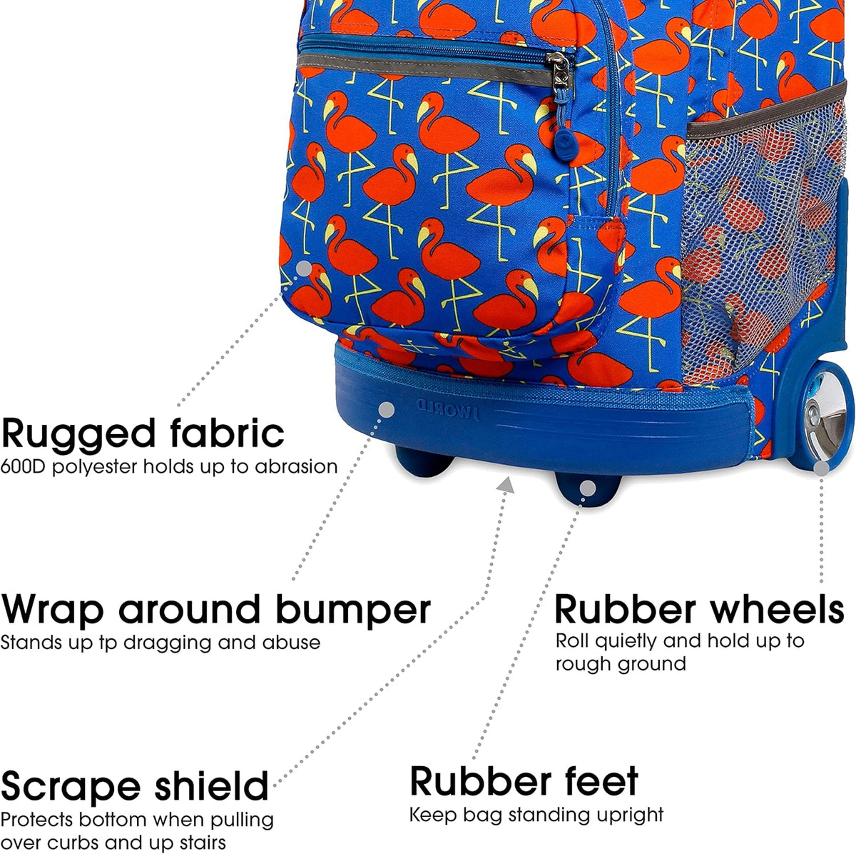 Sunrise Kids Rolling Backpack with Wheels for Girls Boys, Roller Bookbag for School, 18 x 13 x 9 Inches, Confetti - Colors B