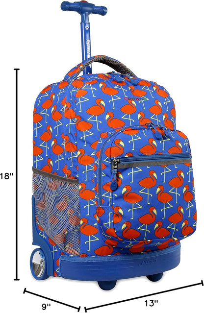 Sunrise Kids Rolling Backpack with Wheels for Girls Boys, Roller Bookbag for School, 18 x 13 x 9 Inches, Confetti - Colors B