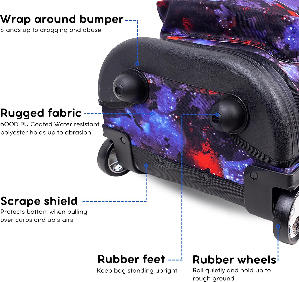 Sunrise Kids Rolling Backpack with Wheels for Girls Boys, Roller Bookbag for School, 18 x 13 x 9 Inches, Confetti - Colors B