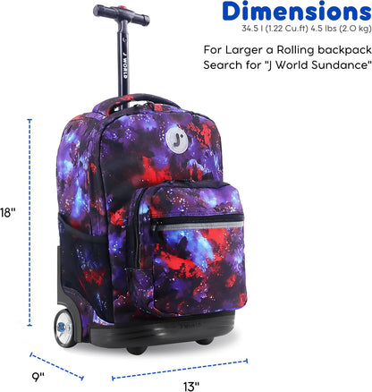 Sunrise Kids Rolling Backpack with Wheels for Girls Boys, Roller Bookbag for School, 18 x 13 x 9 Inches, Confetti - Colors B