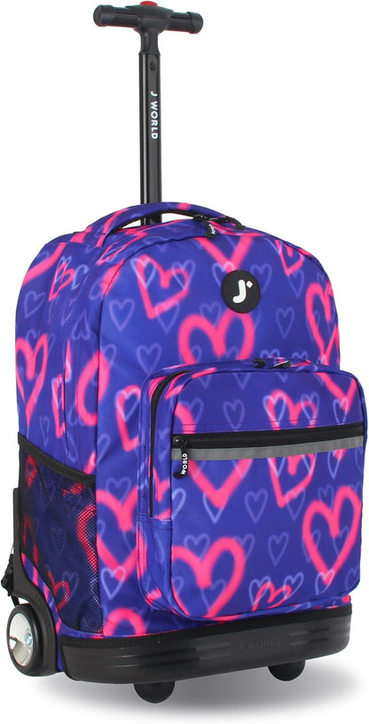 Sunrise Kids Rolling Backpack with Wheels for Girls Boys, Roller Bookbag for School, 18 x 13 x 9 Inches, Confetti - Colors B