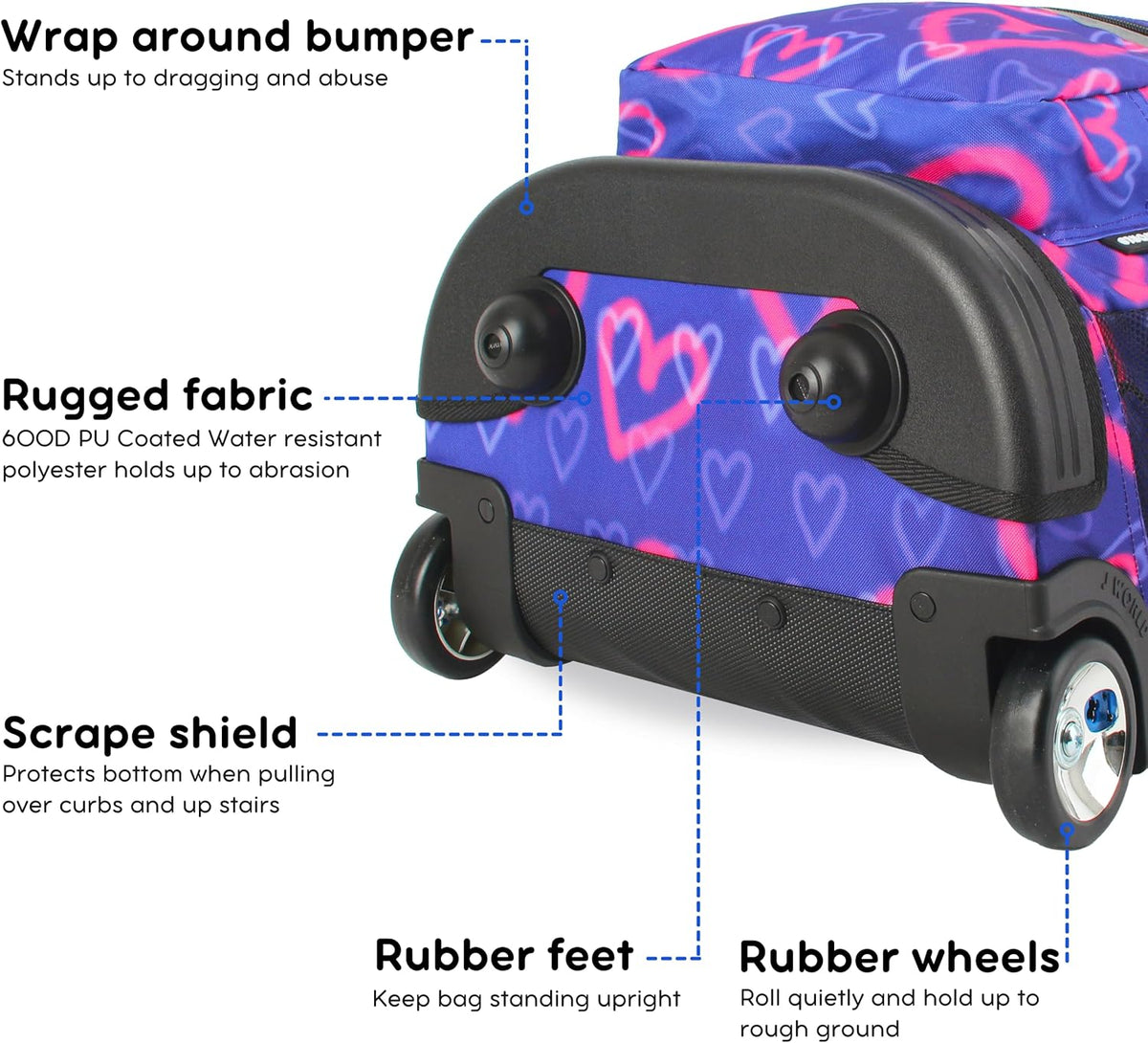 Sunrise Kids Rolling Backpack with Wheels for Girls Boys, Roller Bookbag for School, 18 x 13 x 9 Inches, Confetti - Colors B