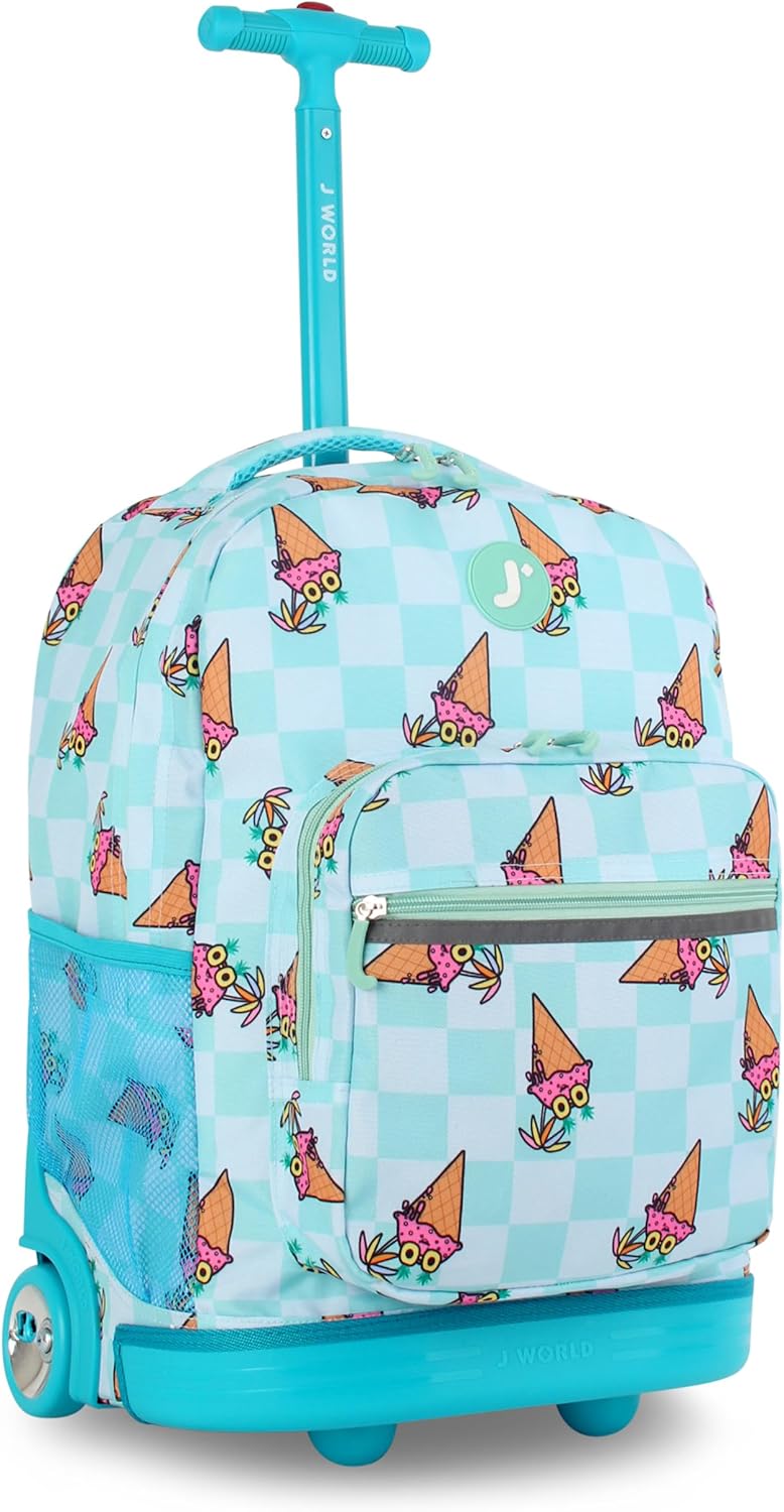 Sunrise Kids Rolling Backpack with Wheels for Girls Boys, Roller Bookbag for School, 18 x 13 x 9 Inches, Confetti - Colors B