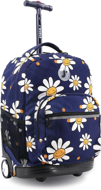 Sunrise Kids Rolling Backpack with Wheels for Girls Boys, Roller Bookbag for School, 18 x 13 x 9 Inches, Confetti - Colors B