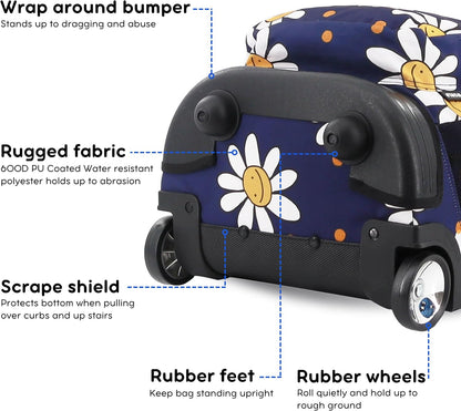 Sunrise Kids Rolling Backpack with Wheels for Girls Boys, Roller Bookbag for School, 18 x 13 x 9 Inches, Confetti - Colors B