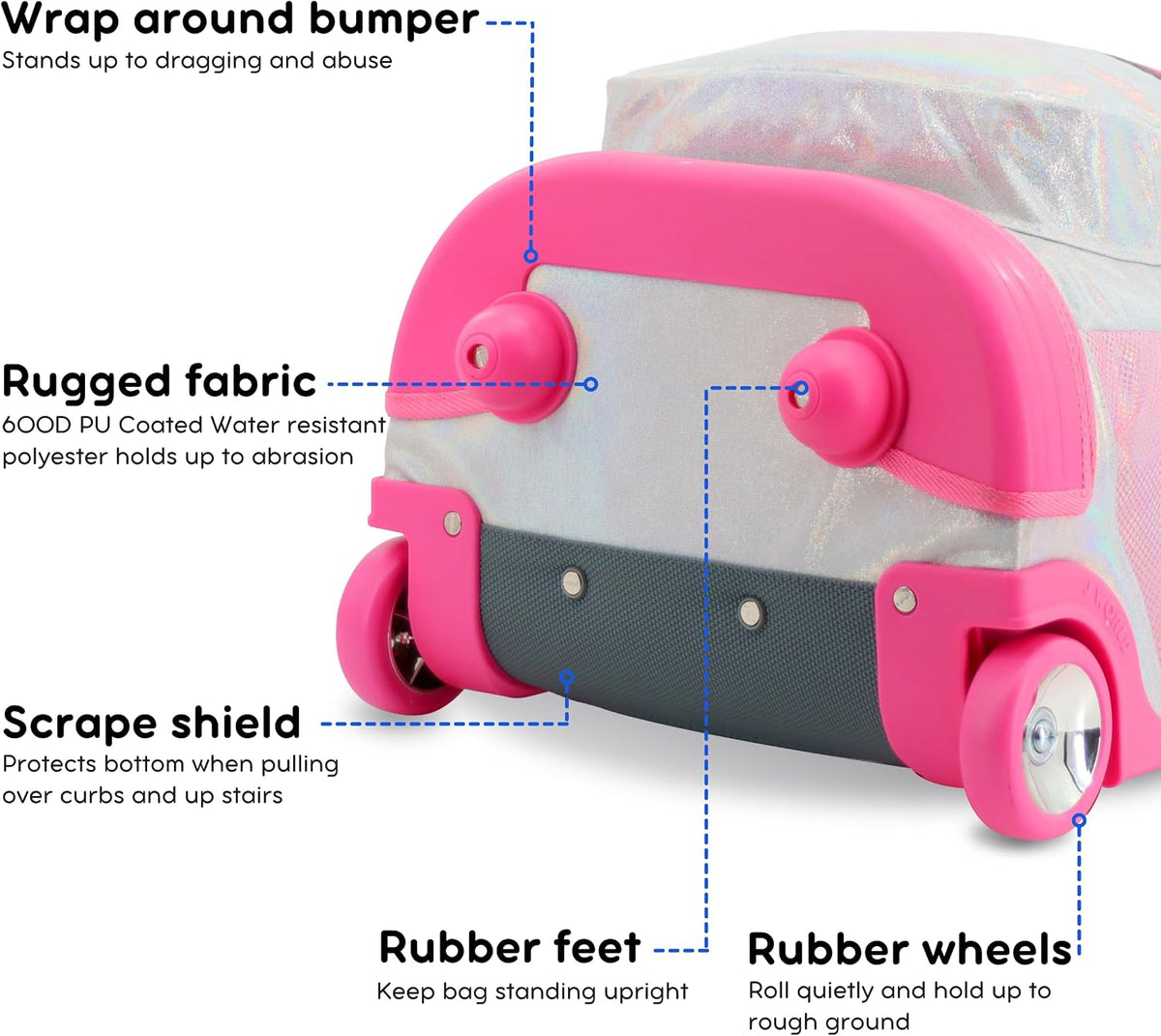 Sunrise Kids Rolling Backpack with Wheels for Girls Boys, Roller Bookbag for School, 18 x 13 x 9 Inches, Confetti - Colors B
