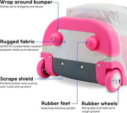 Sunrise Kids Rolling Backpack with Wheels for Girls Boys, Roller Bookbag for School, 18 x 13 x 9 Inches, Confetti - Colors B